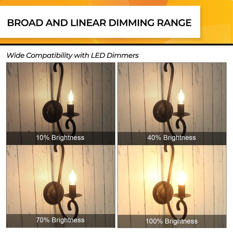 Hizashi Candelabra LED Light Bulbs 25 Watt, Dimmable Chandelier Light
