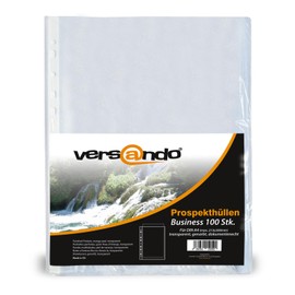 versando 100x A4 Business Document Wallets with Book Edge Transparent Grained Transparent 60 µm (Pack of 100)