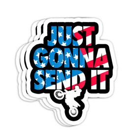 Just Gonna Send it American Flag Motocross Gift Decorations - 4x3 Vinyl Stickers, Laptop Decal, Water Bottle Sticker (Set of 3)