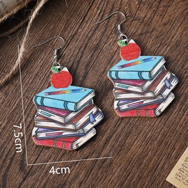 twinkle eye Double Sided Pencil Color Classics Stackable Book Earrings Personality Beginning Librarian Teachers Day Gifts Jewelry for Women