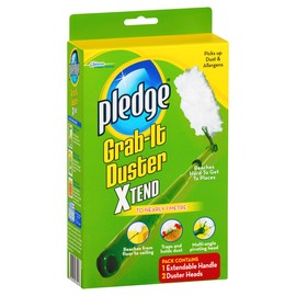 Pledge Grab It Xtend Duster, Easy Dust & Allergen Removal, 2 Unscented Duster Heads with Handle
