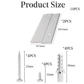 French Cleat Picture Hanger 4 Inches Aluminum Z Hanger Supports 30lbs - Interlocking Wall Mounting Bracket Hardware Kit for Hanging Mirrors, Picture, Shelf, Whiteboard, Art, Frames (2 Pcs)