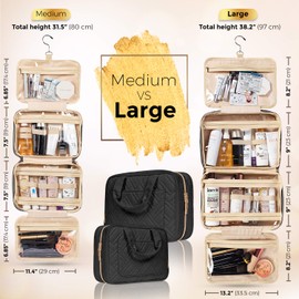 BOACAY Large Hanging Travel Toiletry Bag for Women, Makeup Bag, Bathroom & Shower Organizer Kit for Accessories, Cosmetics, Essentials