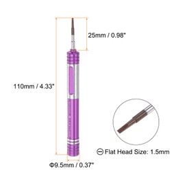 sourcing map Aluminum Precision Screwdriver 1.5mm Slotted Magnetic Head Manual Pen Shape Screw Driver for Phone Watch Glasses Electronics Repair