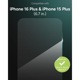 ZAGG Glass+ Screen Protector for iPhone 16 Plus / 15 Plus – 3X Stronger Tempered Glass with Reinforced Edges, Scratch & Smudge Resistant, InvisibleShield, Easy Installation