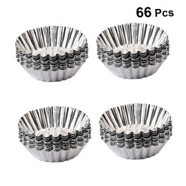 ABOOFAN 66PCS Aluminium Alloy Egg Tart Mould Nonstick Muffin Baking Cups for Home and Store Use Multi Purpose Cupcake Dish Bakeware for Cheesecakes Custard Puddings Silver