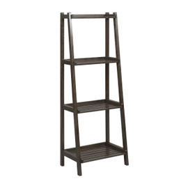 New Ridge Home Goods Dunnsville 4-Tier Wood Ladder Shelf Bookcase in Espresso