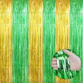 St. Patrick's Day Foil Fringe Curtains 6pcs St Patricks Day Green Streamers Fringe Backdrop Tinsel Curtain Backdrop 3.3 X 6.6ft Foil Fringe Curtains Tinsel Backdrop for Graduation Party Decoration