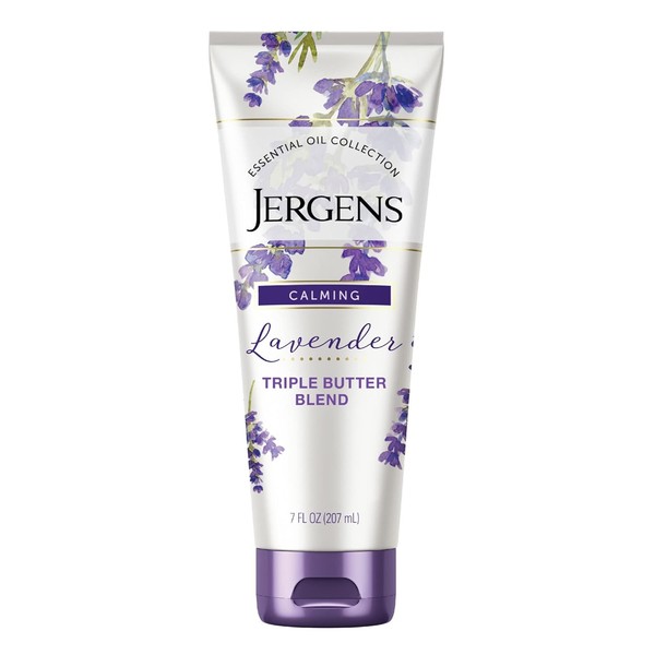 Jergens Lavender Body Butter Moisturizer, 7 Ounce Lotion, with Essential