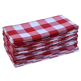 6Pack Cotton Check Dinner Napkins 16x16 Red/White