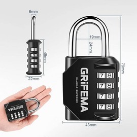GRIFEMA GA1001 Combination Padlock, 4 Digit Coded Zinc Alloy Heavy Duty Locker Lock 2 Pack Weatherproof Padlock for School & Gym Locker,Fence, Garage, Gate, Storage Case, Toolbox & Shed, Black