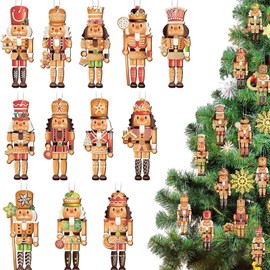 Pack of 12 Nutcracker Wooden Pendants Christmas, Christmas Decoration Pendants, Wooden Nutcracker Soldier Pendant, Christmas Tree Decoration, Wooden Nutcracker Christmas Decoration
