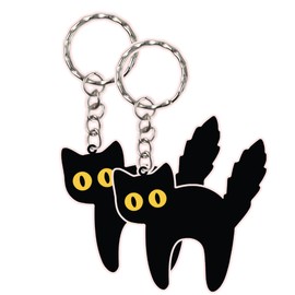 2-Pack Black Cat Keychain – Acrylic Cute Cat Key Ring for Backpack, Car Keys, Purses – Bold Eyes Design for Teens, Women, Men – Fun Accessory for Everyday Carry, Zippers, Bags, Gifts