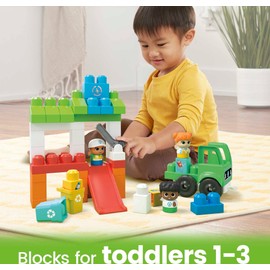 MEGA BLOKS Fisher-Price Toddler Building Blocks Toy Set, Green Town Ocean Time Clean Up with 70 Pieces, 3 Figures, Ages 1+ Years