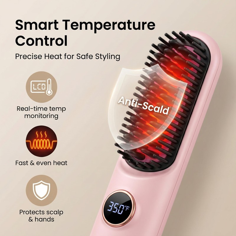 Pink Latest Hairdressing Comb, 2026 Upgraded Ceramic Hairdressing Comb Smooth,