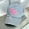 Puerto Rico Distressed Dad Hats Metal Buckle:_Denim Heart