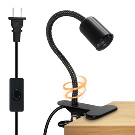 Clip on Bulb Holder,E26/E27 Clamp Light Socket,Clip Light with Plug and 7.2Ft Switch Cable,Flexible Desk Lamp with Metal Clip,9MM&35CM Thickened Lengthened Gooseneck Clamp on Bedside Light,for Table