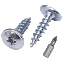 SKIR'CO (Pack of 200) Galvanised Steel 4.5 x 16mm Silver Wood Screws Metal Screws Wafer Head Pozi Self Tapping
