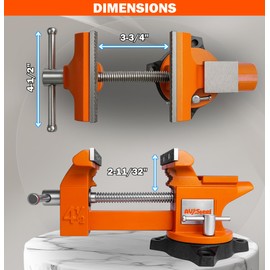 AV Steel 4-1/2" Bench Vise with 240° Flexible Swivel Locking Base and Anvil, High-Strength Multi-Purpose Workbench Vise Heavy-Duty, Cast Iron Workbench for Woodworking, Drilling, Pipe Cutting
