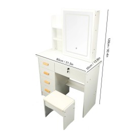 Dressing Table Vanity Table Elegant Lighted Mirror With Drawers Shelves For