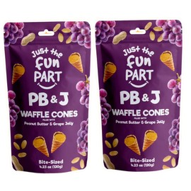 Just The Fun Part | Bite-Size Crispy Mini Waffle Cones | Filled With Premium Belgian Chocolate | Great For Snacks, Desserts, Grab & Go | Kosher | 4.23 Ounce (Pack of 2, Peanut Butter and Grape Jelly)