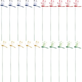 VILLCASE Dragonfly Garden Stakes, 3D Artificial Garden Dragonfly Stake with Sticks, Garden Yard Planter Colorful Dragonfly Lawn Stakes Garden Ornaments