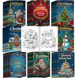 Enxhz 48 Pack Christmas Coloring Books Party Favors for Kids Girls Boys, Bulk Xmas Holiday Coloring Books, Xmas Stockings Goodie Bags Stuffer Filler Fun Holiday Party Supplies - C