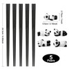5 Pairs Panda Metal Chopsticks with Holder, Reusable Black Chinese