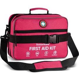 Professional 435 Pieces Large First Aid Kit - Includes Compressed Gauze - Compartments Emergency Medical Kit for Home, Camping, Backpacking, Travel, Boat, Car,Outdoors(Pink)