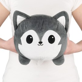 TeeTurtle - Original Reversible Big Wolf Plushie - Gray - Huggable and Soft Sensory Fidget Toy Stuffed Animals That Show Your Mood