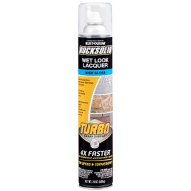 Rust-Oleum 360292 RockSolid Wet Look Lacquer Turbo Concrete Sealer Spray, 24 oz, High Gloss Clear