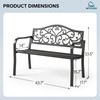 MFSTUDIO 43.7 Inches Outdoor Garden Bench, Cast Iron Metal Frame