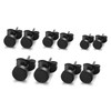 Black Stud Earrings 5 Pairs 4mm-8mm Stainless Steel Round Stud