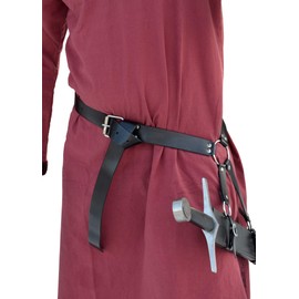 Battle-Merchant Medieval Leather Sword Belt Medieval Sword Holder with Belt LARP Show Fight Belt Various Designs, black