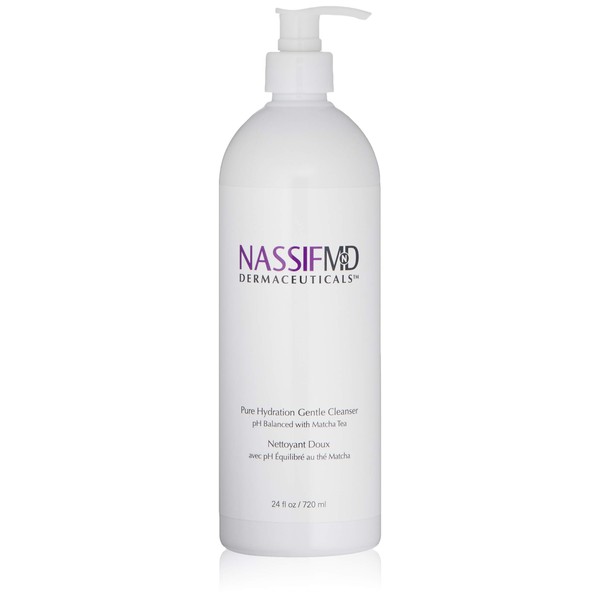 NassifMD Pure Hydration Facial Cleanser, Matcha Cleanser, Hydrating Face Cleanser with Vitamin C, Matcha Hemp Hydrating Cleanser (24oz)