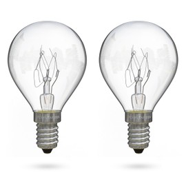 POPPSTAR Oven Bulb E14, G45, 25 W, Heat Resistant up to 300 Degrees (2400 K Warm White, 180 Lumens, Pack of 2)