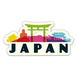 Squiddy Japan Travel Landmarks - Vinyl Sticker Decal for Phone, Laptop, Water Bottle (3" Wide)