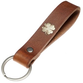 ELBERCRAFT® Leather Key Fob Organiser for Your Key Bag Keychain Made in Germany Brown Engraving Gold Black, Lucky clover, Classic