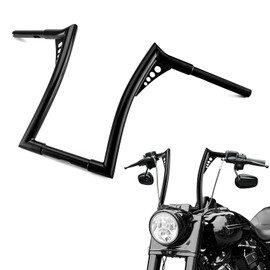 Mofun 14" Rise Ape Hangers Handlebar, 1-1/4" Bar Diameter, 1" Clamp Area Diameter Compatible with Harley Sportster XL 883 1200 Softail Dyna, Road King 1994-2022, Road Glide 1998-2013, Gloss Black