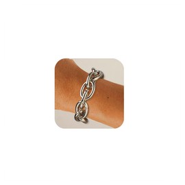 Chunky Gold Bracelet for Women Non Tarnish, Trendy Stretch Cuban Link Chain Plated Gold Bangle Bracelets (O-Chain-Silver)