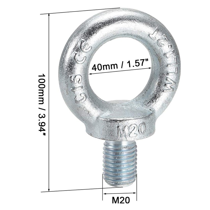 sourcing map Eye Bolt M20 x 30 mm Male Thread