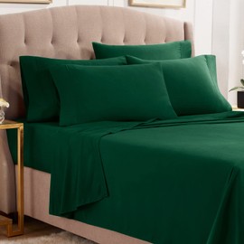 Empyrean King Size Sheets Set - 110 GSM 6 Piece King Sheets, Bed Sheets for King Size Bed, Double Brushed King Bed Sheets, Hotel Luxury Sheets Soft Bedding Sheets & Pillowcases - Hunter Green