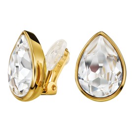Traveller Clip-On Earrings - Drop - Crystals - Gold-Plated or Platinum Plated, Crystal