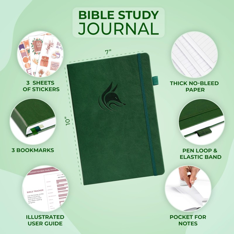 Clever Fox Bible Study Journal Large – Church Notes Notebook