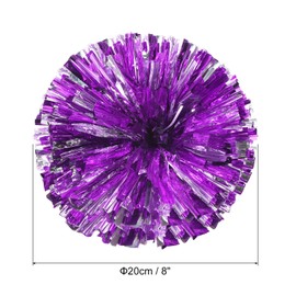 PATIKIL Cheerleading Pom Poms, 2 Pack PET Cheer Pom with Finger Holes for Sport Game Team Spirit Fun Dance Stage Events, Purple Silver
