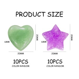 10 Pieces of Five-Pointed Star Stones, with 10 Pieces of Heart-Shaped Stones, Chakra Crystal Stones, Heart-Shaped Ornaments, Star Decorative Accessories, DIY Crafts (Random Colors)