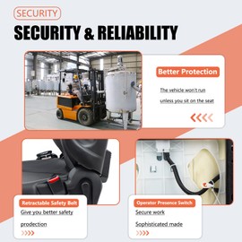 TICSEA Universal Forklift Seat, Tractor Seat with Adjustable Angle Back,Micro Switch,Retractable Safety Belt for Toyota Forklift Aftermarket,Tractor,Excavator, Skid Loader,Backhoe, Dozer, Telehandler