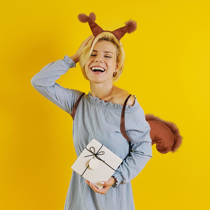 CYNOSURETECH 1 Piece Squirrel Ear Headband and 1 Piece Squirrel