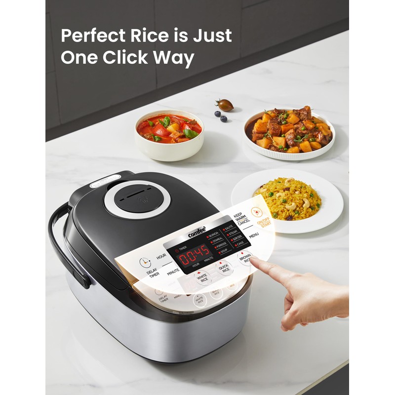 COMFEE' Rice Cooker 12 Cups Cooked/6 Cups Uncooked, Portable Non-Stick