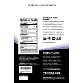 Terrasoul Superfoods Organic Coconut Milk Powder, 16 Oz - Plant-Based Creamer | Keto Friendly
